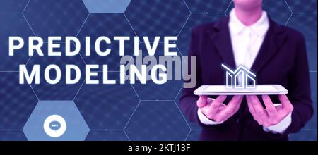 Text caption presenting Predictive Modeling, Internet Concept maintenance strategy driven by predictive analytics Stock Photo