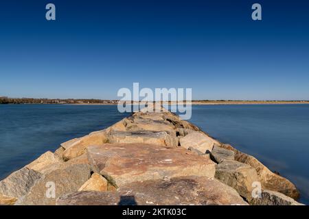 Thatcher Park Beach view in autumn in Yarmouth, Cape Cod, Massachusetts MA, USA. Stock Photo