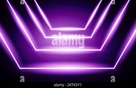 abstract line neon effect. digital technology tunnel, Futuristic technology abstract background. 3D rendering Stock Vector
