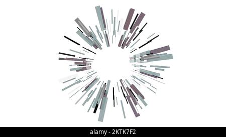 Background with animation. Motion.Small rectangular multicolored lines that make up a proportional circle rotate in turn. High quality 4k footage Stock Photo