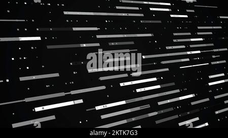 Technological lanes move in streams. Motion. Stripes move in virtual flow with dots. Computer information flow in form of moving strips. Information t Stock Photo