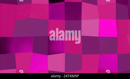 Abstract transforming wall of same size squares. Design. Glowing glass moving cubes, rows of colorful squares Stock Photo