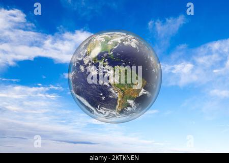 the world or our planet earth inside a glass sphere Stock Photo - Alamy