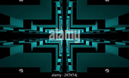 Flying through fractal colorful blocks like in construction game. Design. Endless tunnel of flying cubic shapes Stock Photo