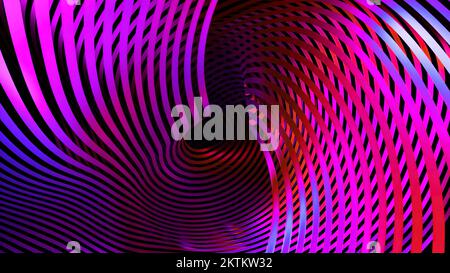 Abstract spiral shaped material of narrow stripes creating bending fabric. Design. Spinning colorful stripes Stock Photo