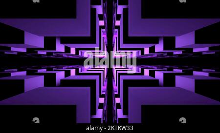 Flying through fractal colorful blocks like in construction game. Design. Endless tunnel of flying cubic shapes Stock Photo