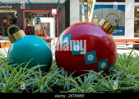 Brisbane, Queensland, Australia - November 2022: Christmas decorations in the gardens in the city mall. Stock Photo