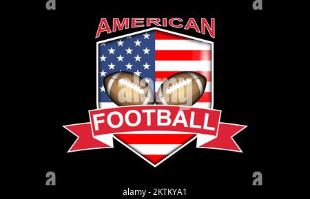 poster illustration for american football. Sport concept black background, clean white lines Stock Vector
