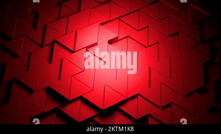 Abstract triangular tile pattern animation. Design. Wall of small 3D figures of triangles moving up and down Stock Photo
