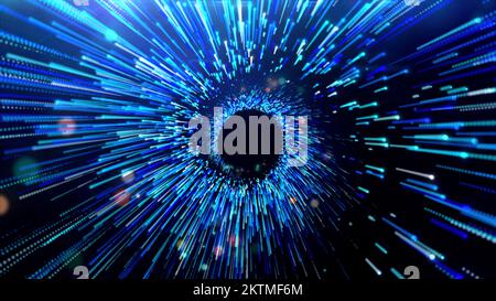 Spiral movement of particles, smooth spiral movement. Motion. Abstract animation with spinning flying stars in outer space Stock Photo
