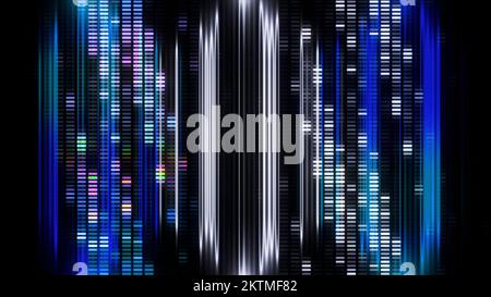 Moving vertical stripes and and small rows of squares transmitting digital data. Motion. High tech background with moving information Stock Photo