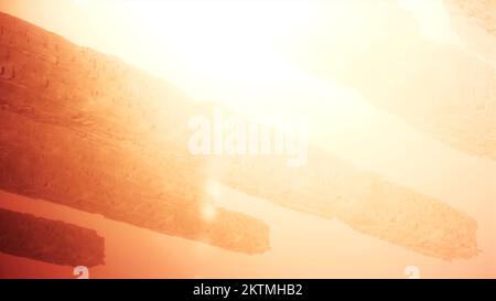 Futuristic concept of a spaceship against bright sunlight. Motion. Science fiction space exploration, alien aircraft Stock Photo
