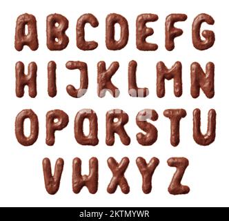 Alphabet letters made of real cookies, isolated on white background, closeup Stock Photo