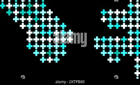 Blue mosaic moving 3D tiles pattern. Design. Retro texture of cross tiles creating shifting background Stock Photo