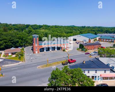 Wellesley Fire Department at 457 Worcester Street at Wellesley Hills in town of Wellesley, Massachusetts MA, USA. Stock Photo