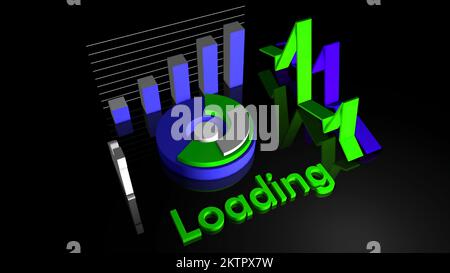 3D diagram of lines and circles. Motion. Animation with 3d scheme to download. New Data Loading model for Business. Stock Photo
