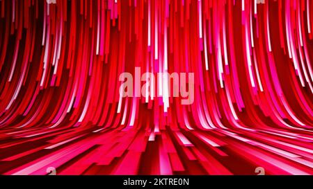 Abstract animation of bright neon stream of white neon rays flying on ...