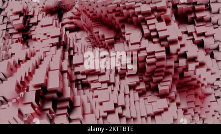 Blue and pink background. Design . Bright 3d animation made of small squares that rise in turn. High quality 4k footage Stock Photo