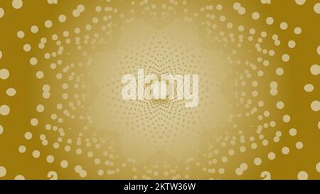 Yellow background. Motion.White circles composing a bright room moving forward in 3d format. High quality 4k footage Stock Photo