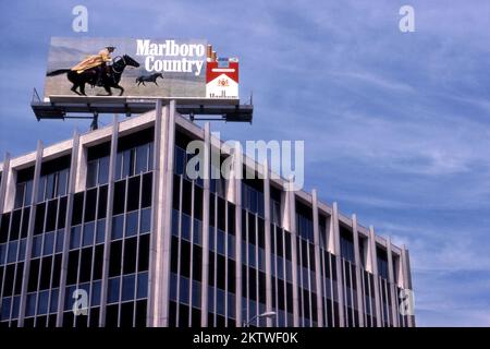 Marlboro billboard over building in Hollywood, CA Stock Photo