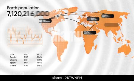 Overpopulation schedule. Motion.The birth rate on our planet is shown in an abstraction diagram that is rapidly increasing. High quality 4k footage Stock Photo