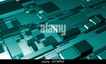 Turquoise and purple background. Motion . Bright rectangles of different sizes in 3d that expand in different directions. High quality 4k footage Stock Photo