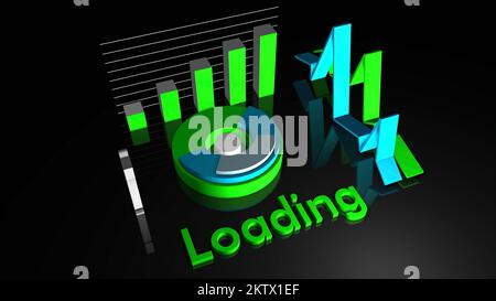 Bright animation of the loading field. Motion. Multicolored geometric elements moving and showing downloads. High quality 4k footage Stock Photo