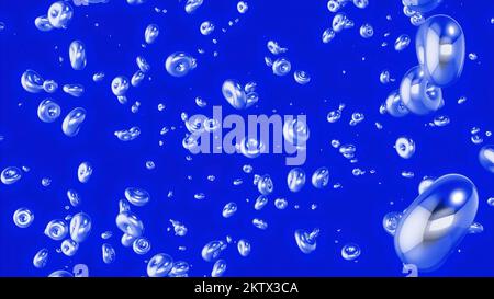 Moving 3d bubbles in liquid. Motion. Dense 3d balls move in liquid. 3D animation with moving round bubbles in liquid. Stock Photo