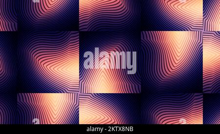Red and purple patterns. Motion.Large floating lines on squares creating a trance effect in animation. High quality 4k footage Stock Photo