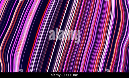 Purple background. Motion.Colored thin lines glowing with white light in animation running in different directions. High quality 4k footage Stock Photo