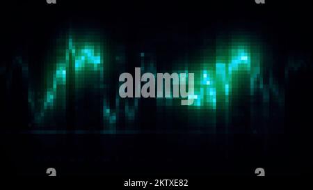 Black background. Motion. Bright white and green lines in the animation made like a diagram sway in different directions. High quality 4k footage Stock Photo