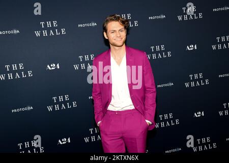 New York, USA. 29th Nov, 2022. Ty Simpkins attends 'The Whale' premiere at Alice Tully Hall in New York, NY, on November 29, 2022. (Photo by Efren Landaos/Sipa USA) Credit: Sipa USA/Alamy Live News Stock Photo