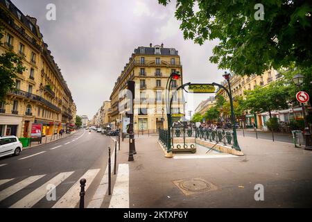 PARIS - SEPTEMBER 05, 2014: Paris Metropolitain entrance. The Paris Metro or Metropolitain is a rapid transit system in the Paris Metropolitan Area Stock Photo