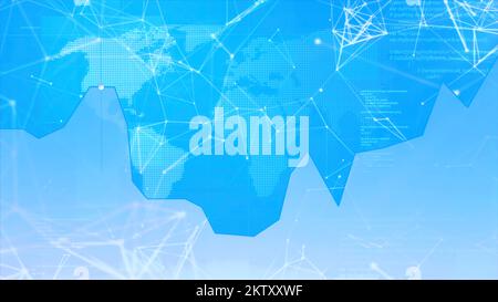 Corporate business background with a chart and plexus connected lines and dots. Motion. Concept of big data and technologies Stock Photo