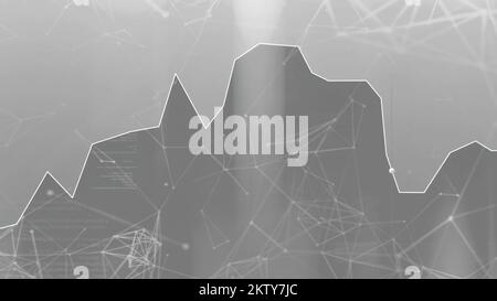 Corporate business background with a chart and plexus connected lines and dots. Motion. Concept of big data and technologies Stock Photo