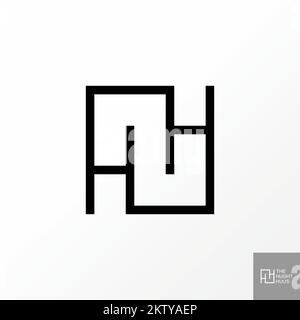 letter HH or double H sans serif line font like window ornament image graphic icon logo design abstract concept vector stock initial or typography Stock Vector