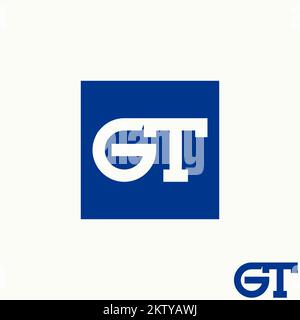 letter or word GT sans serif cut and merge connect font on right left image graphic icon logo design concept vector stock initial or sport tech Stock Vector