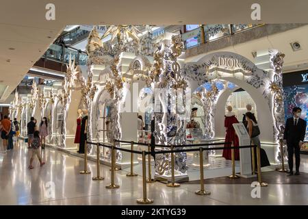 Kuala Lumpur,Malaysia - November 30,2022 : Beautiful Dior Christmas decoration in The Gardens Mall. People can seen exploring and shopping around it. Stock Photo