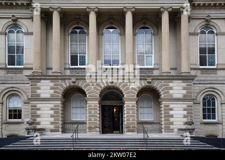 Front steps of classical style courthouse, Osgoode Hall in Toronto, dating from the 1830s Stock Photo