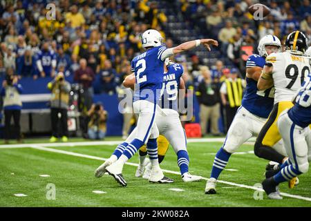 Indianapolis, Indiana, USA. 28th Nov, 2022. November 28th, 2022 Indianapolis Colts quarterback Matt Ryan (2) throwing the ball during Pittsburgh Steelers vs Indianapolis Colts in Indianapolis, IN. Jake Mysliwczyk/BMR (Credit Image: © Jake Mysliwczyk/BMR via ZUMA Press Wire) Stock Photo