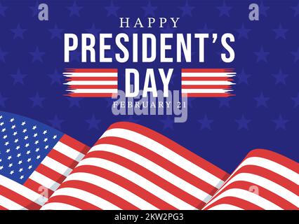 Happy Presidents Day with Stars and USA Flag for the President of America Suitable for Poster in Flat Cartoon Hand Drawn Templates Illustration Stock Vector