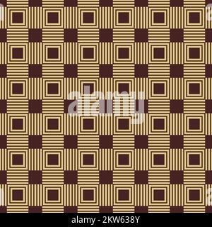 Seamless geometric background for your designs. Modern vector ornament with brown and golden squares. Geometric abstract pattern Stock Vector