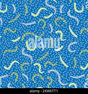 Organic Shape Memphis Pattern. Blue Watery Aqua Vibes Memphis Pattern Background Vector Illustration Stock Vector