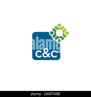Abstract graphic logo C & C letter team work together business human circle with connect communication community people. Vector illustration EPS.8 EPS Stock Vector