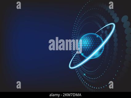 Abstract sphere with ring and dot circle technology background. Vector illustration. Stock Vector