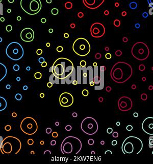 Colorful Doodle Line Circle Funny Fizzy Bubble Pattern Stock Vector