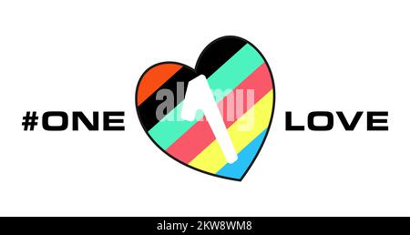 One Love Vector Design with hashtag Stock Vector
