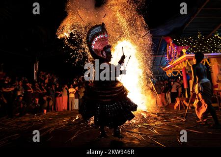 Theyyam fesitavls from North Kerala, traditional art festival happens every year in Kannur, Kerala Stock Photo