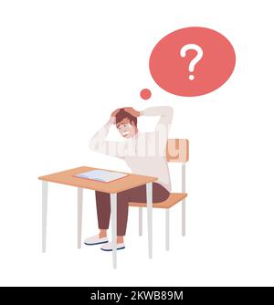 Stressed student semi flat color vector character Stock Vector
