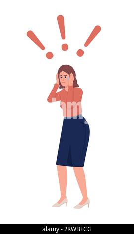 Worried office lady semi flat color vector character Stock Vector